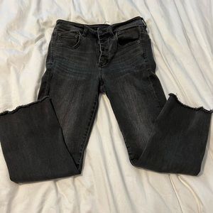 Distressed black crop jeans